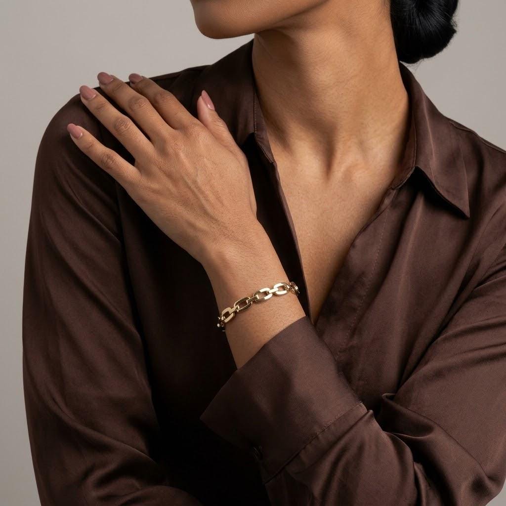 14K / 18K Solid Gold Chain Link Bangle