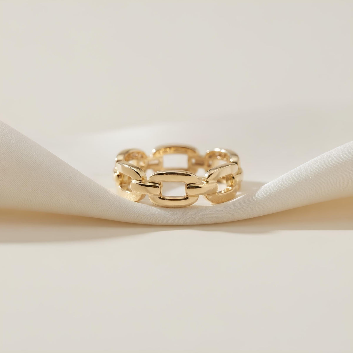 14K / 18K Solid Gold Chain Link Ring