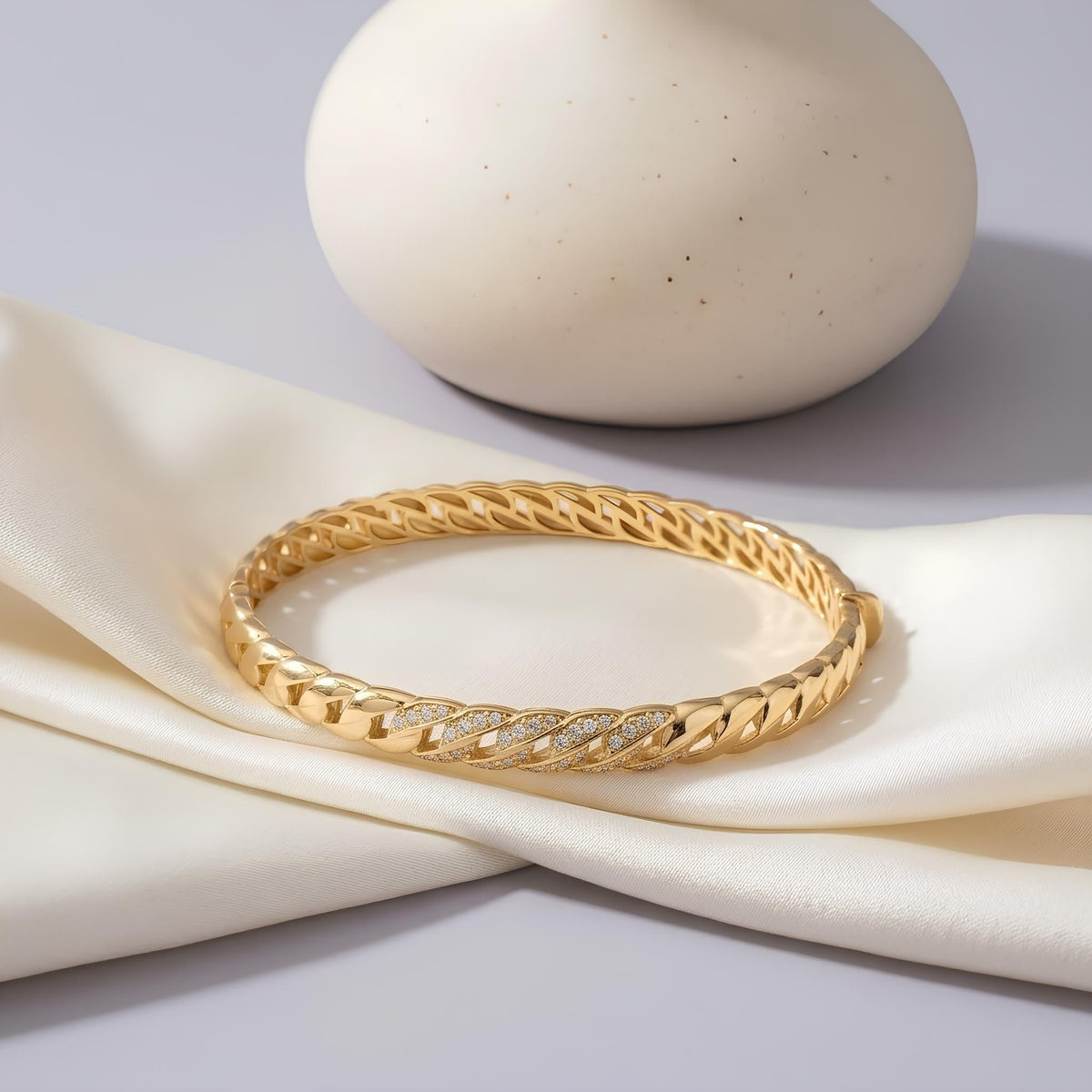 14K / 18K Solid Gold Curb Chain Bangle