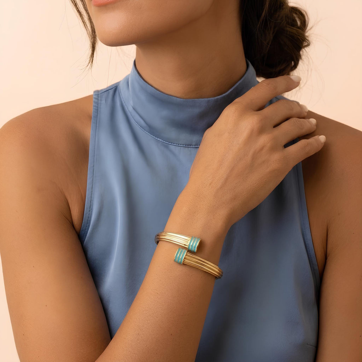 14K / 18K Solid Gold Ottoman-Inspired Enamel Bangle