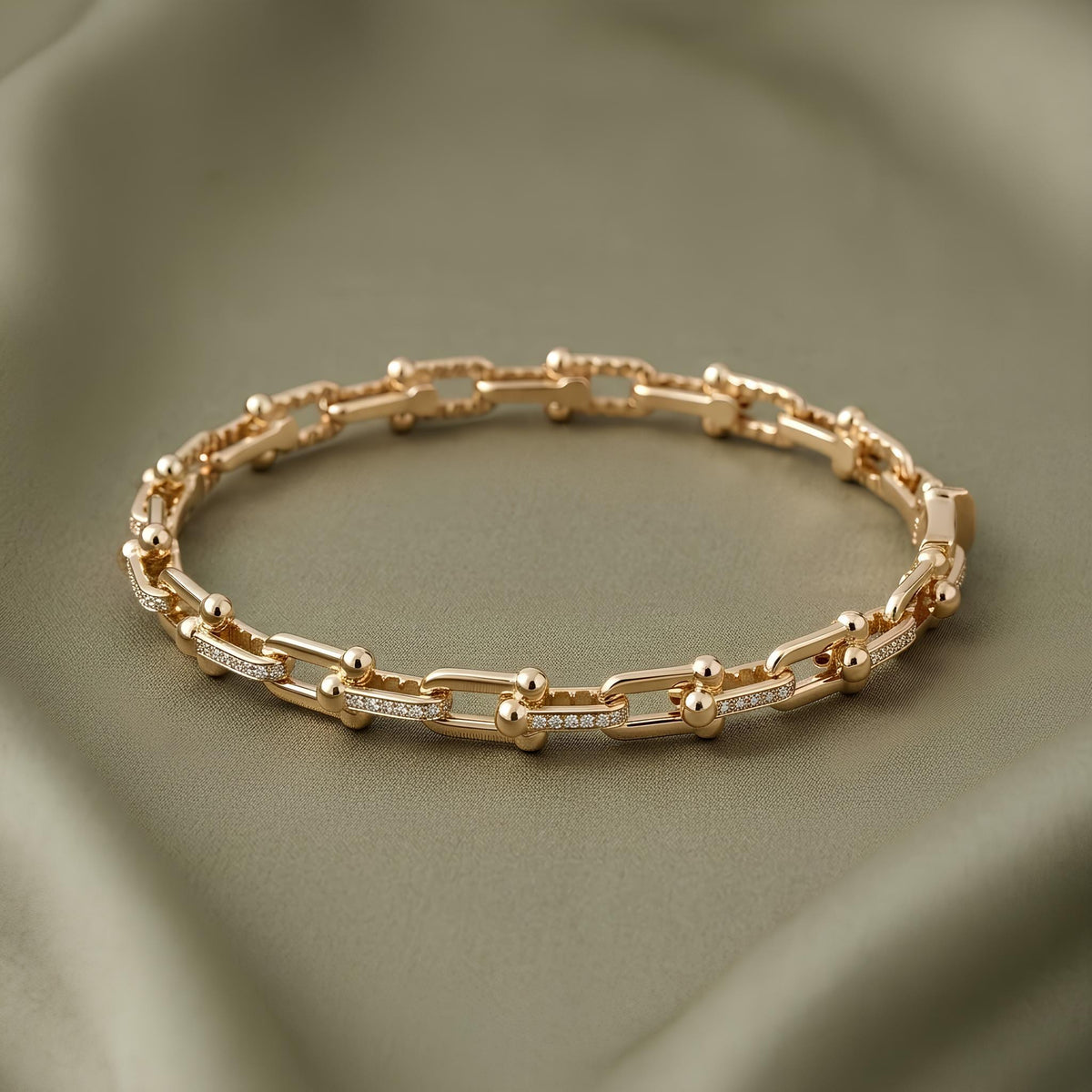 14K / 18K Solid Gold Paperclip Chain Bangle