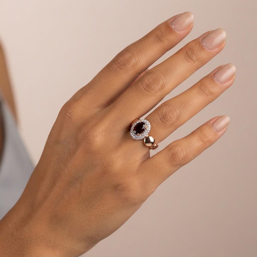 14K / 18K Solid Gold Garnet Ring