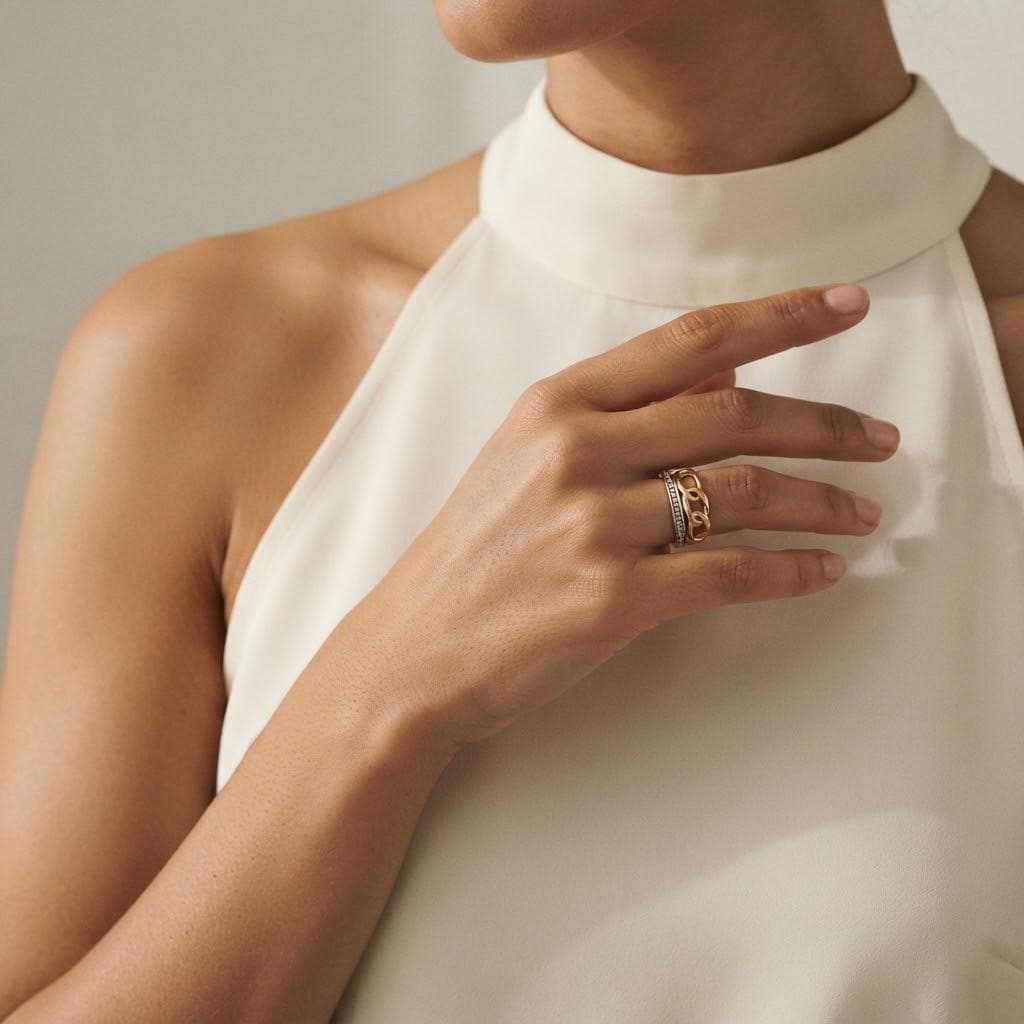 14K / 18K Solid Gold Chain Link Ring