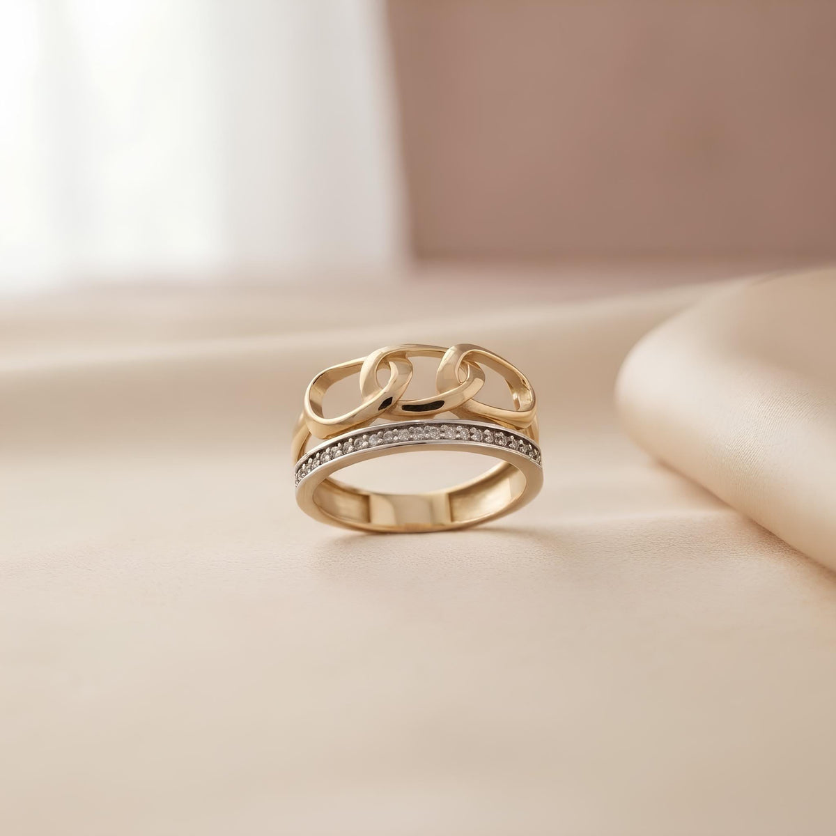 14K / 18K Solid Gold Chain Link Ring