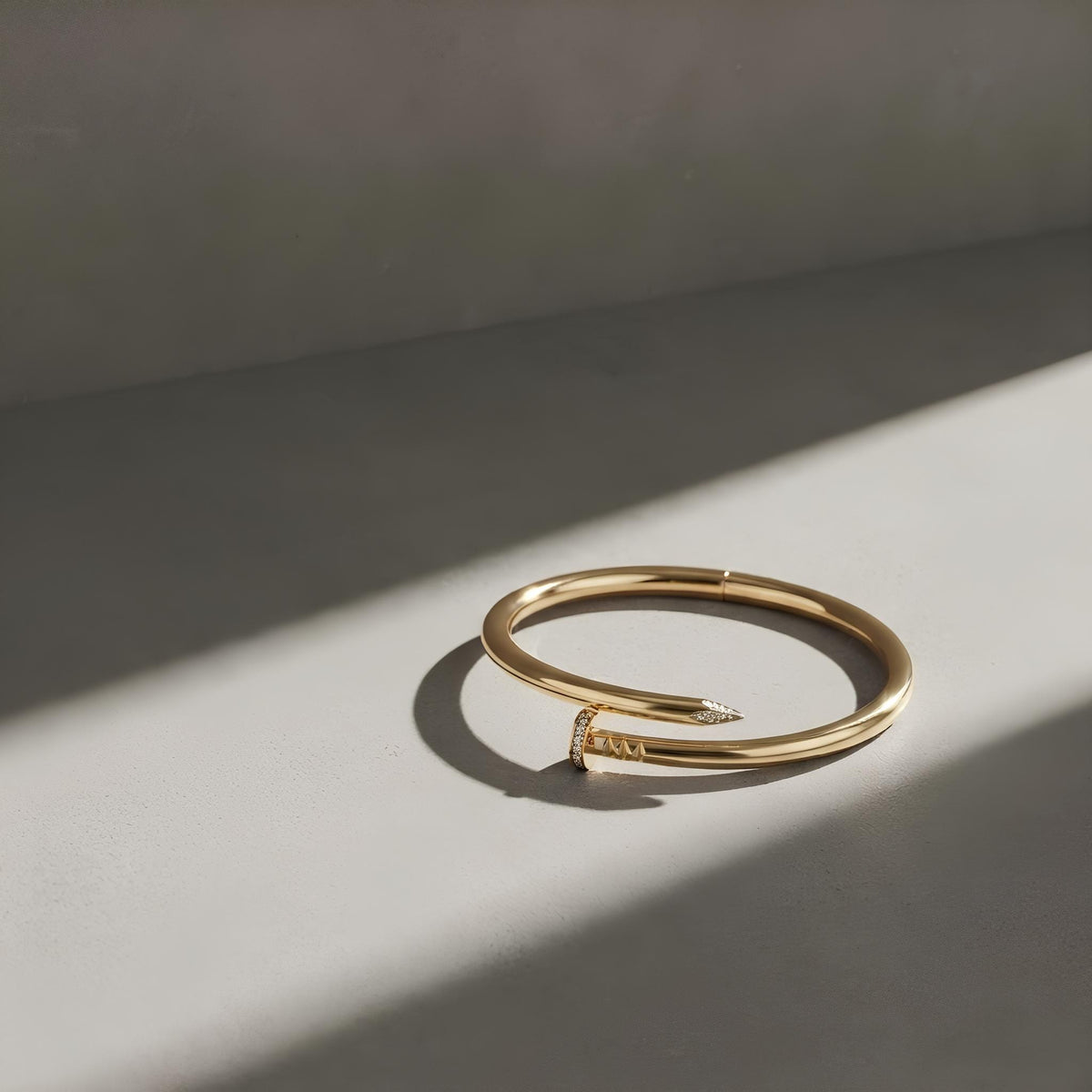 14K / 18K Solid Gold Pave Nail Bangle