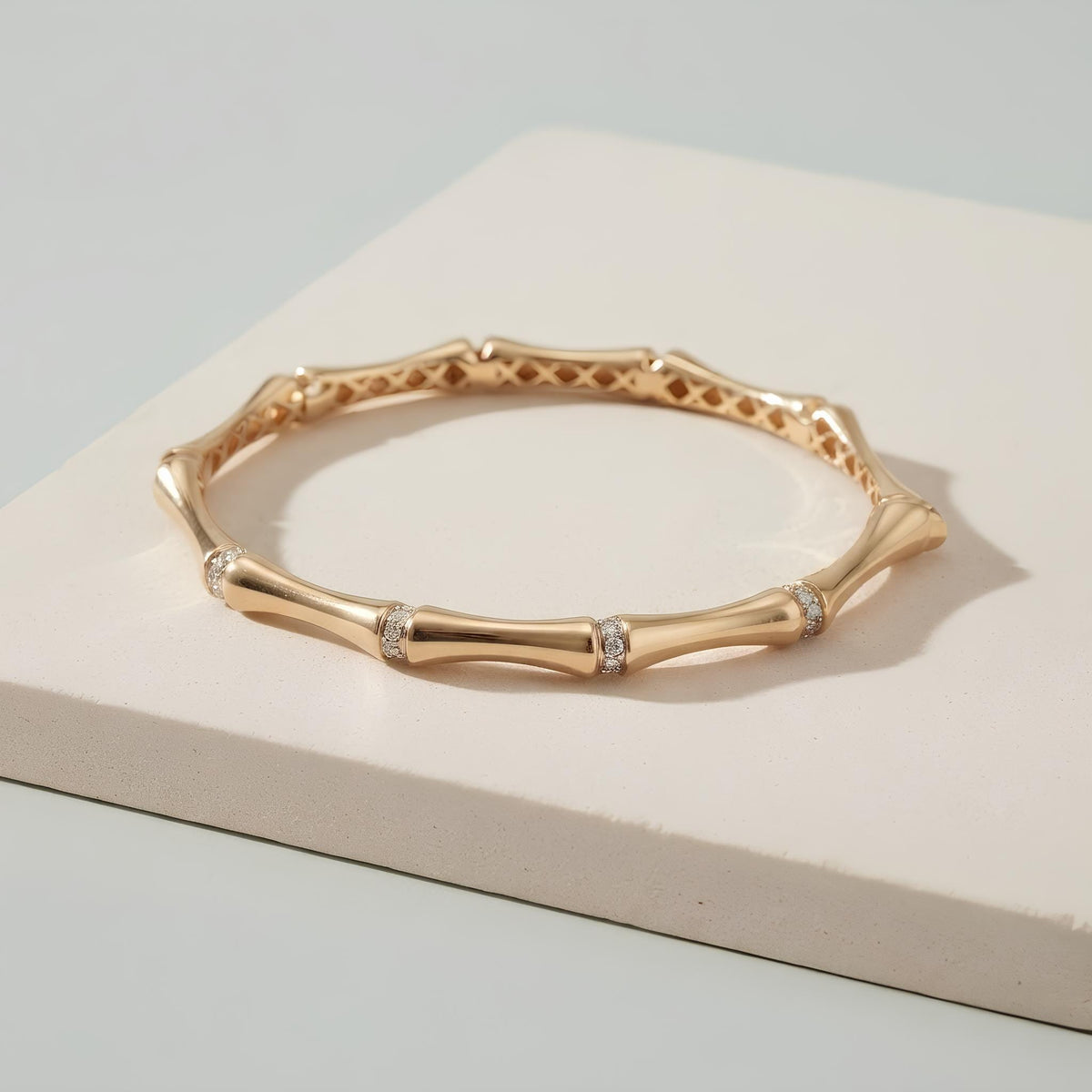 14K / 18K Solid Gold Bamboo Bangle