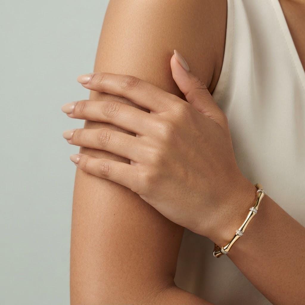 14K / 18K Solid Gold Bamboo Bangle