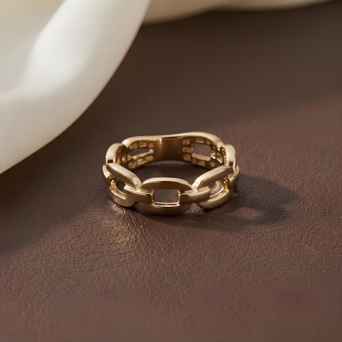 14K / 18K Solid Gold Chain Link Ring