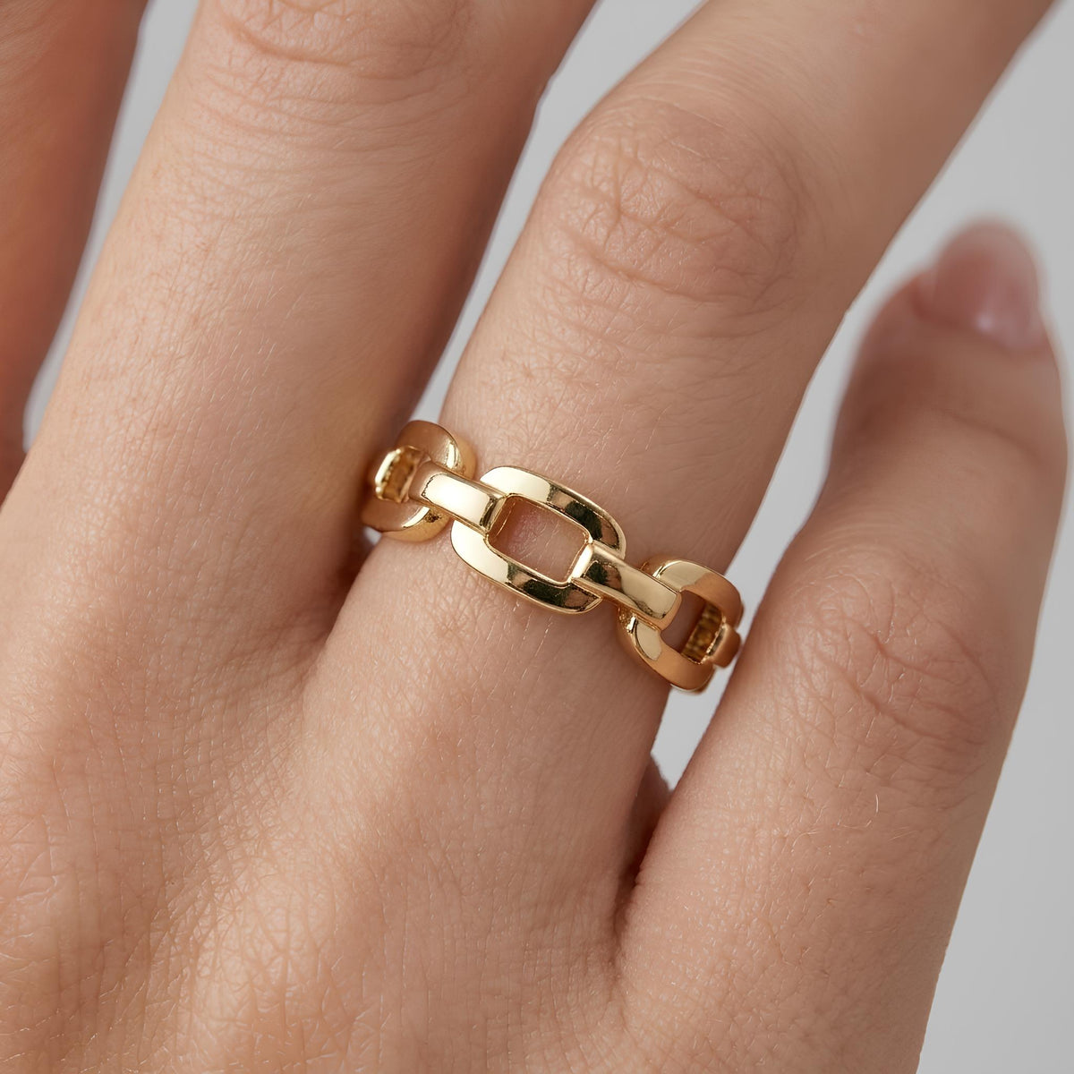 14K / 18K Solid Gold Chain Link Ring