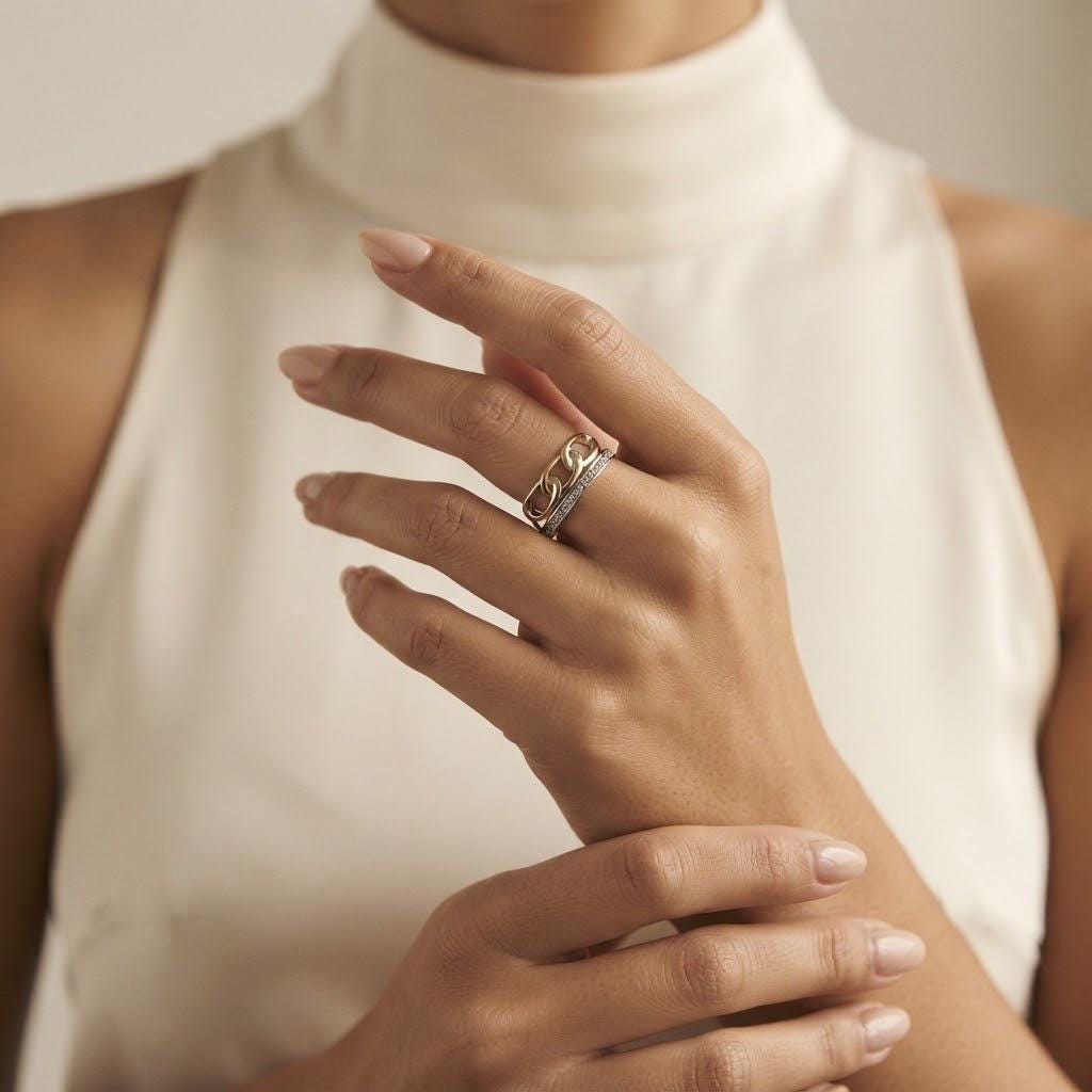 14K / 18K Solid Gold Chain Link Ring