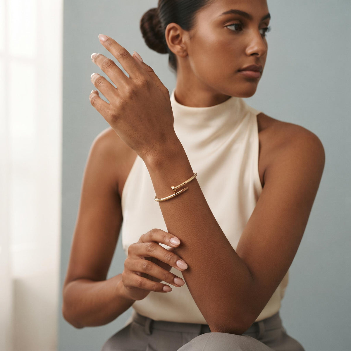 14K / 18K Solid Gold Nail Bangle