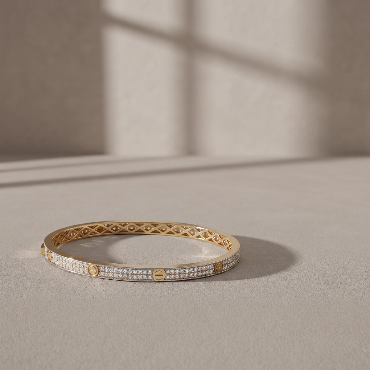 14K / 18K Solid Gold Pave Bangle