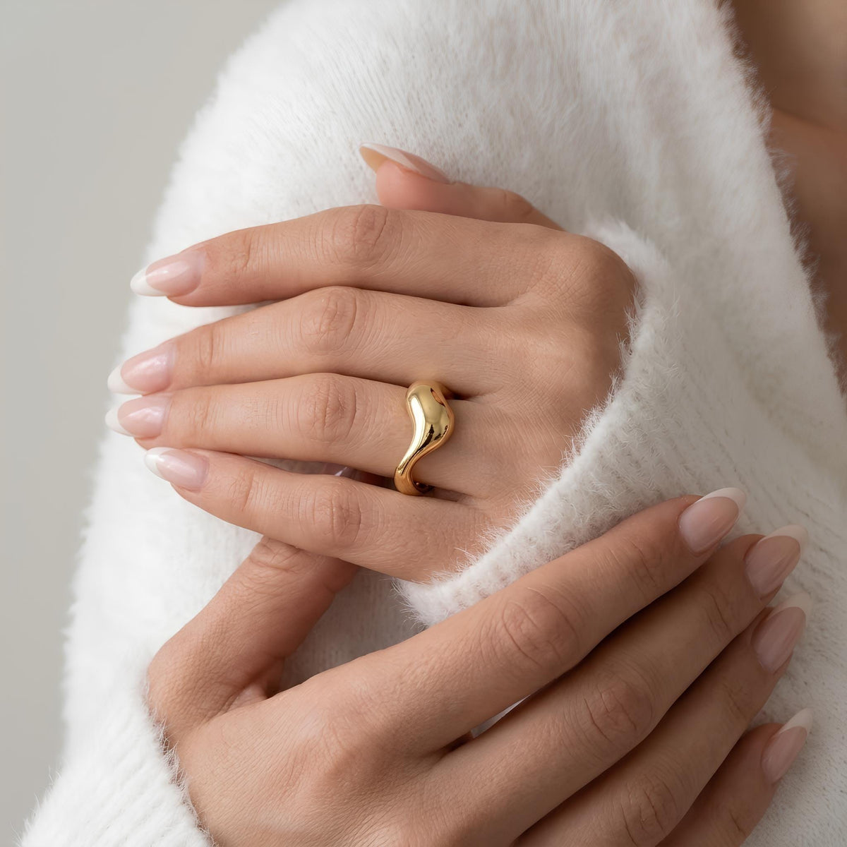 14K / 18K Solid Gold Molten Sculptural Ring