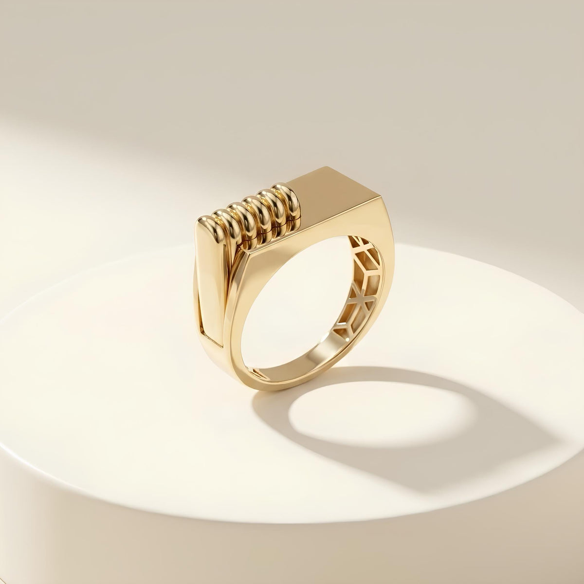 14K / 18K Solid Gold Rectangle Signet Ring