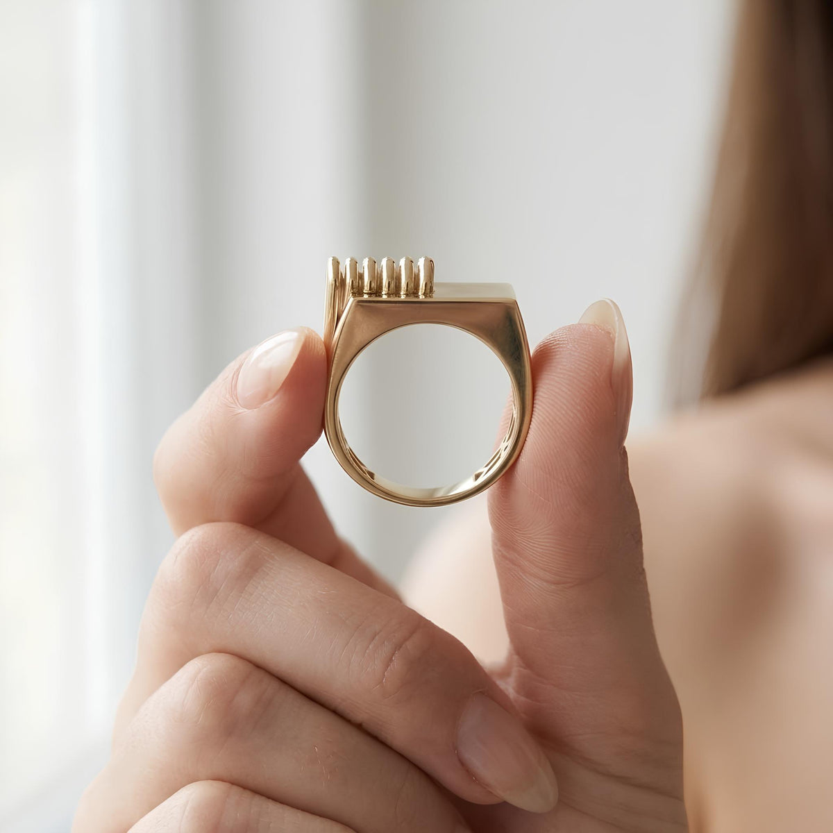 14K / 18K Solid Gold Rectangle Signet Ring