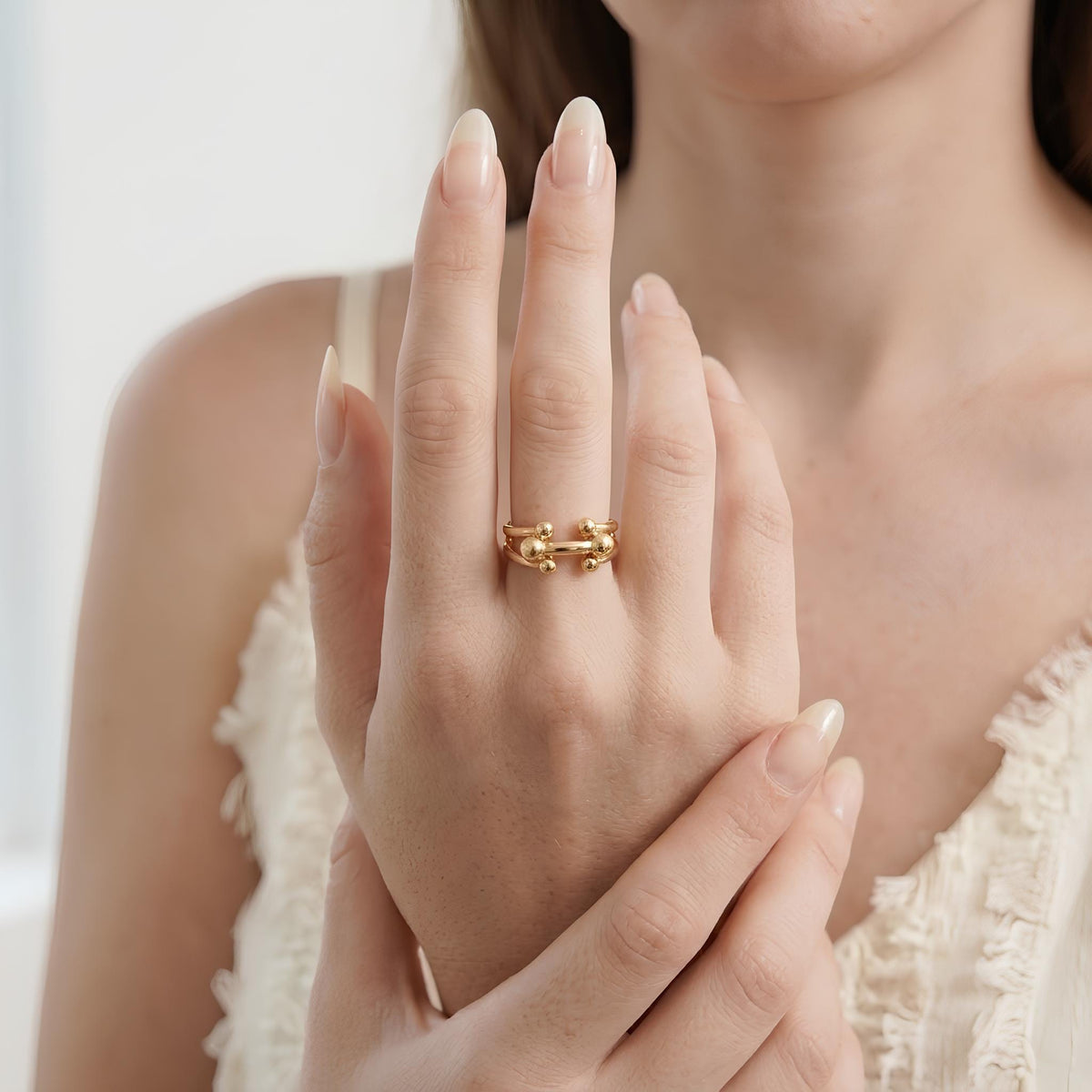 14K / 18K Solid Gold Bobble Ball Ring