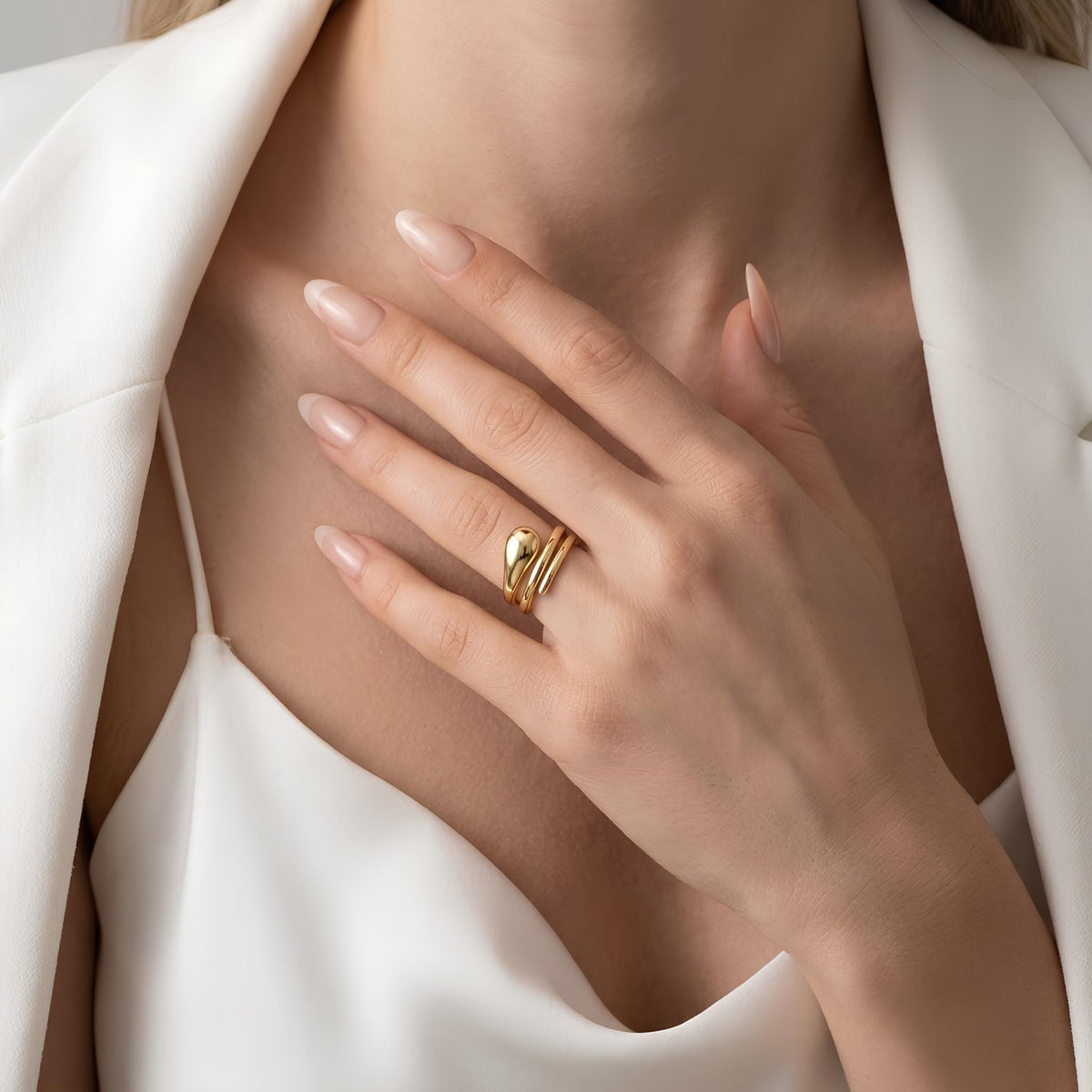 14K / 18K Solid Gold Swirl Wrap Ring