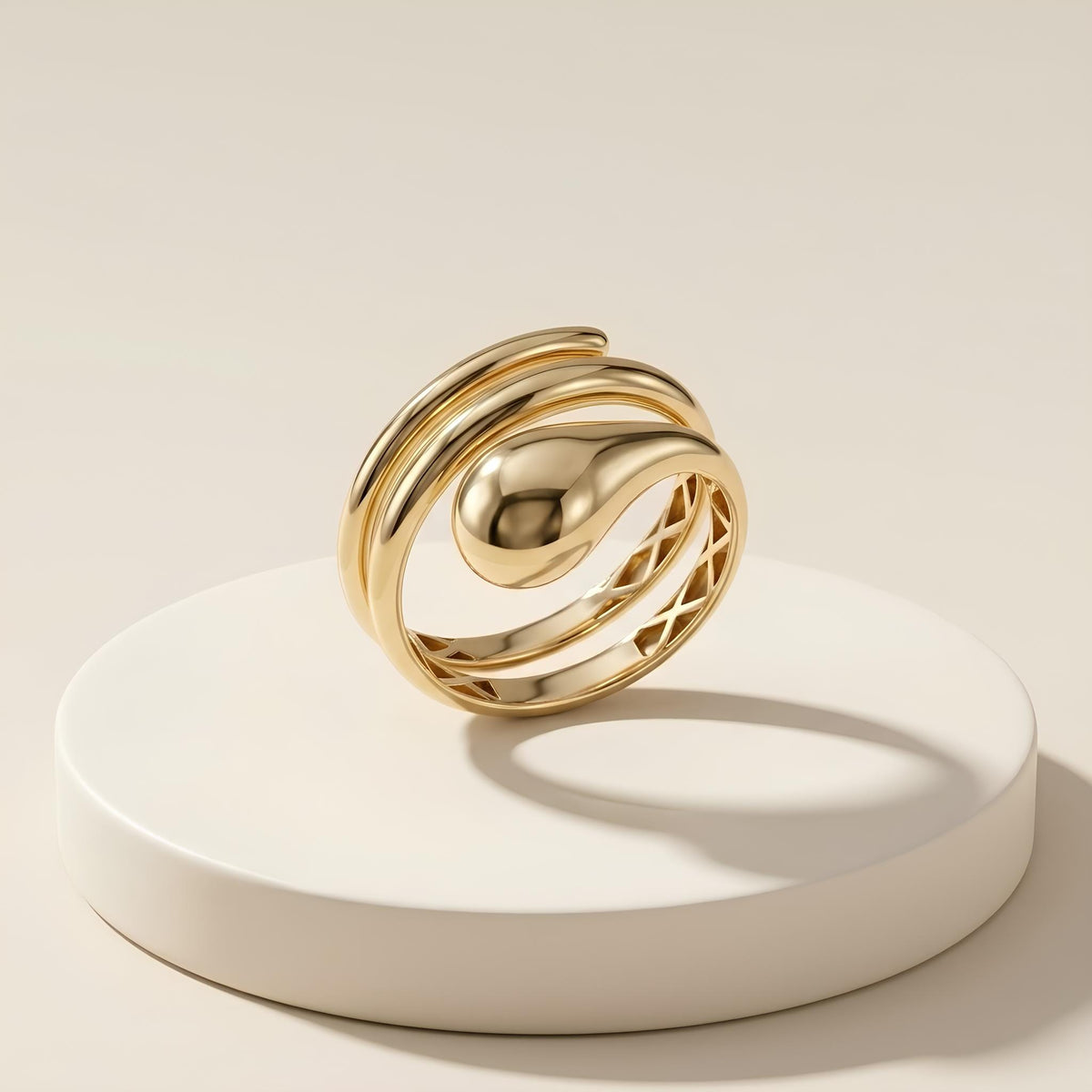 14K / 18K Solid Gold Swirl Wrap Ring