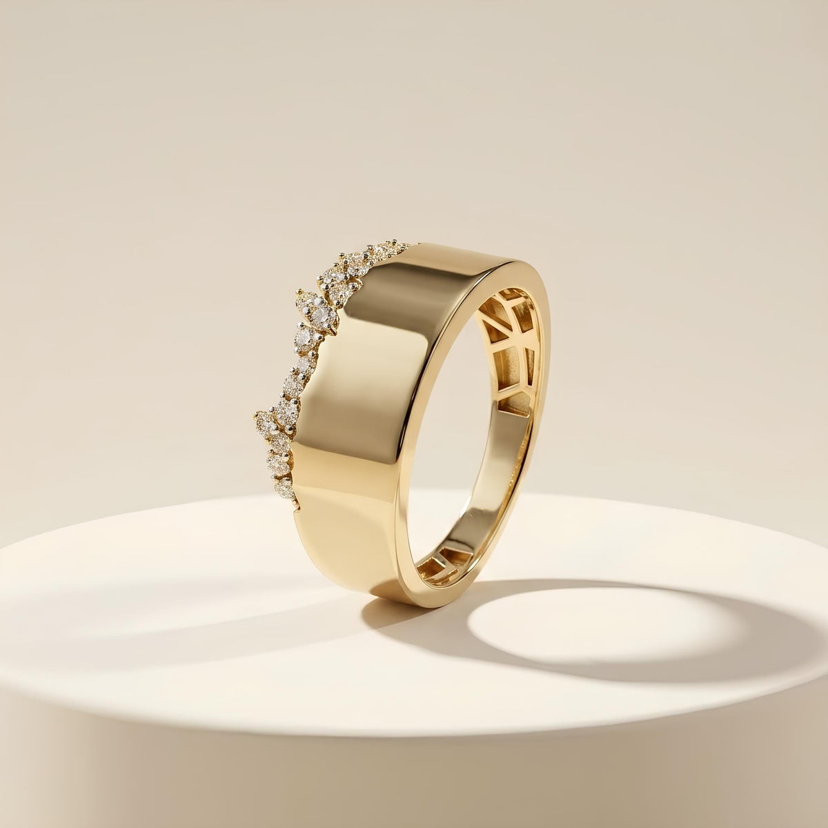 14K / 18K Solid Gold Scattered Zircon Band