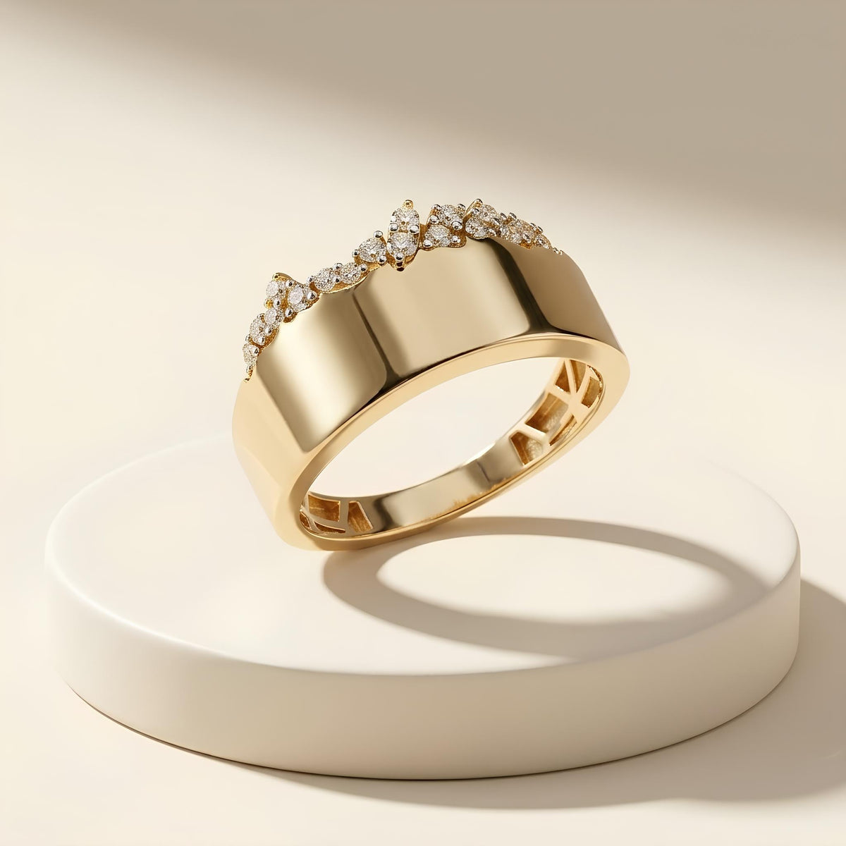 14K / 18K Solid Gold Scattered Zircon Band