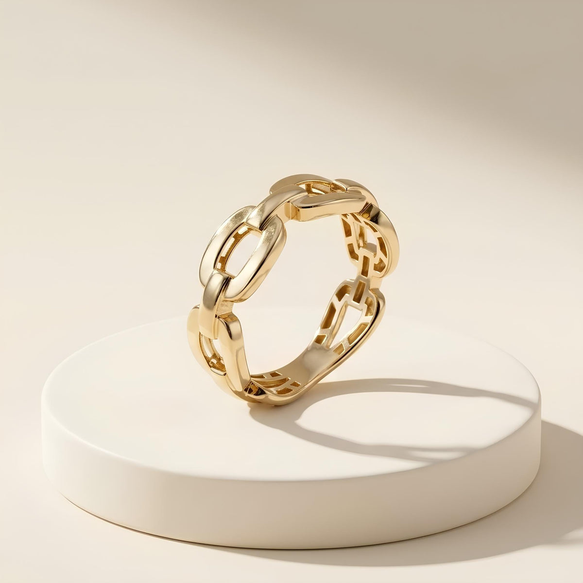 14K / 18K Solid Gold Chain Link Ring