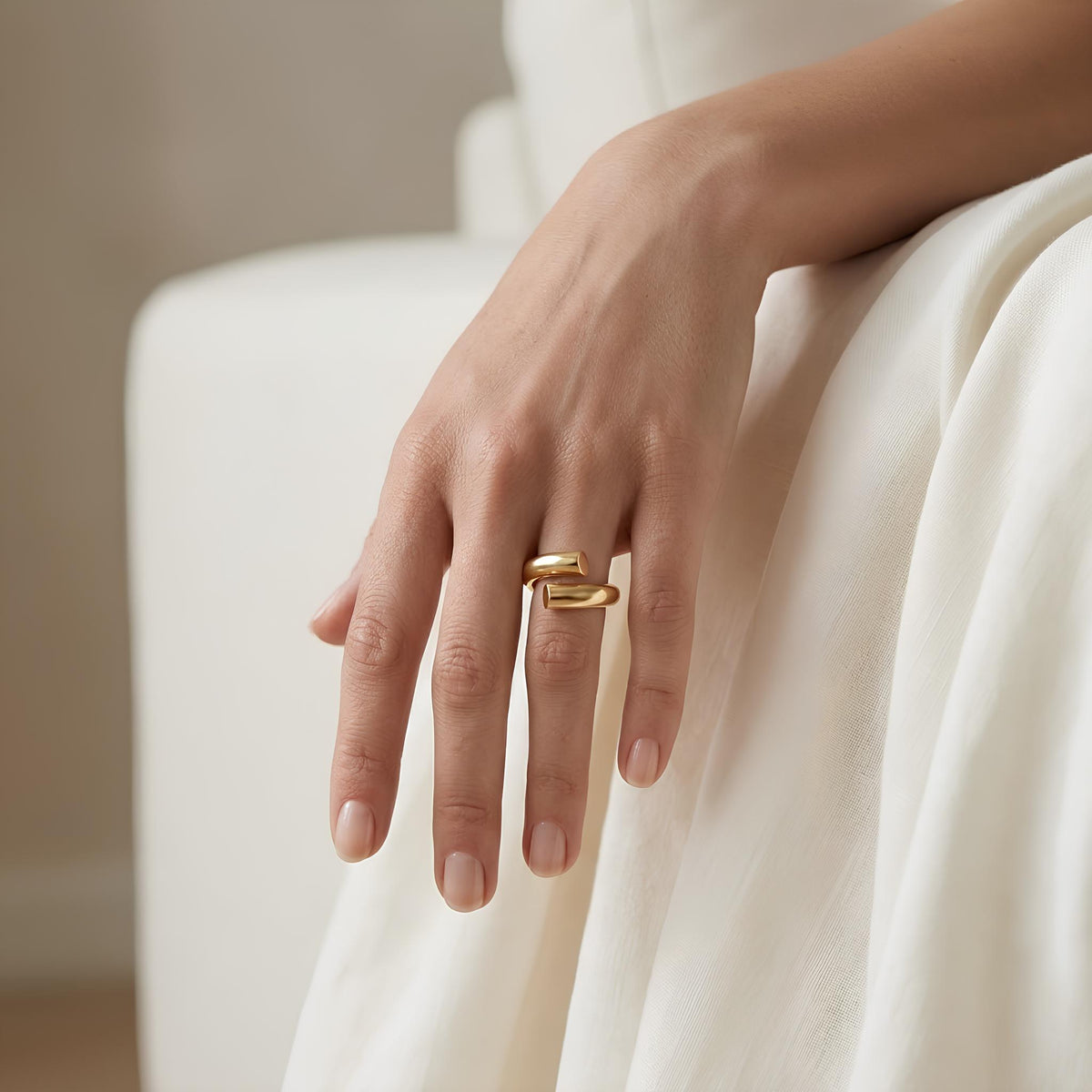 14K / 18K Solid Gold Bypass Wrap Ring