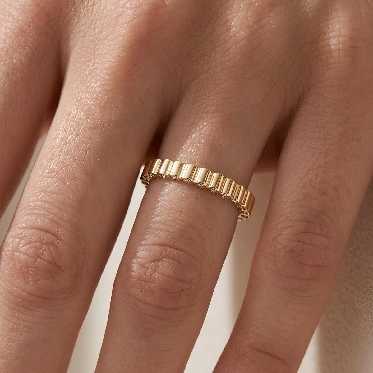 14K / 18K Solid Gold Zircon Eternity Ring
