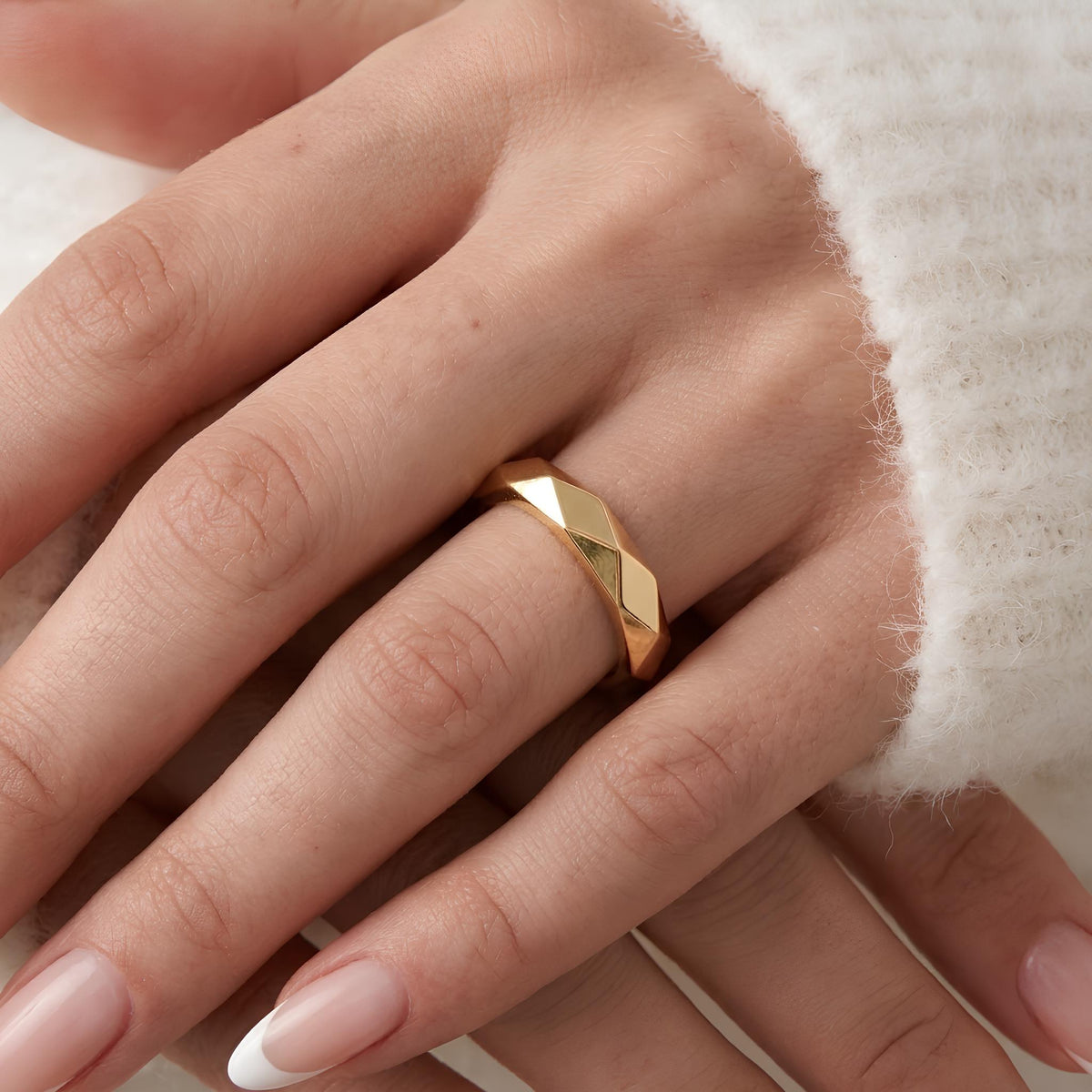 14K / 18K Solid Gold Faceted Ring