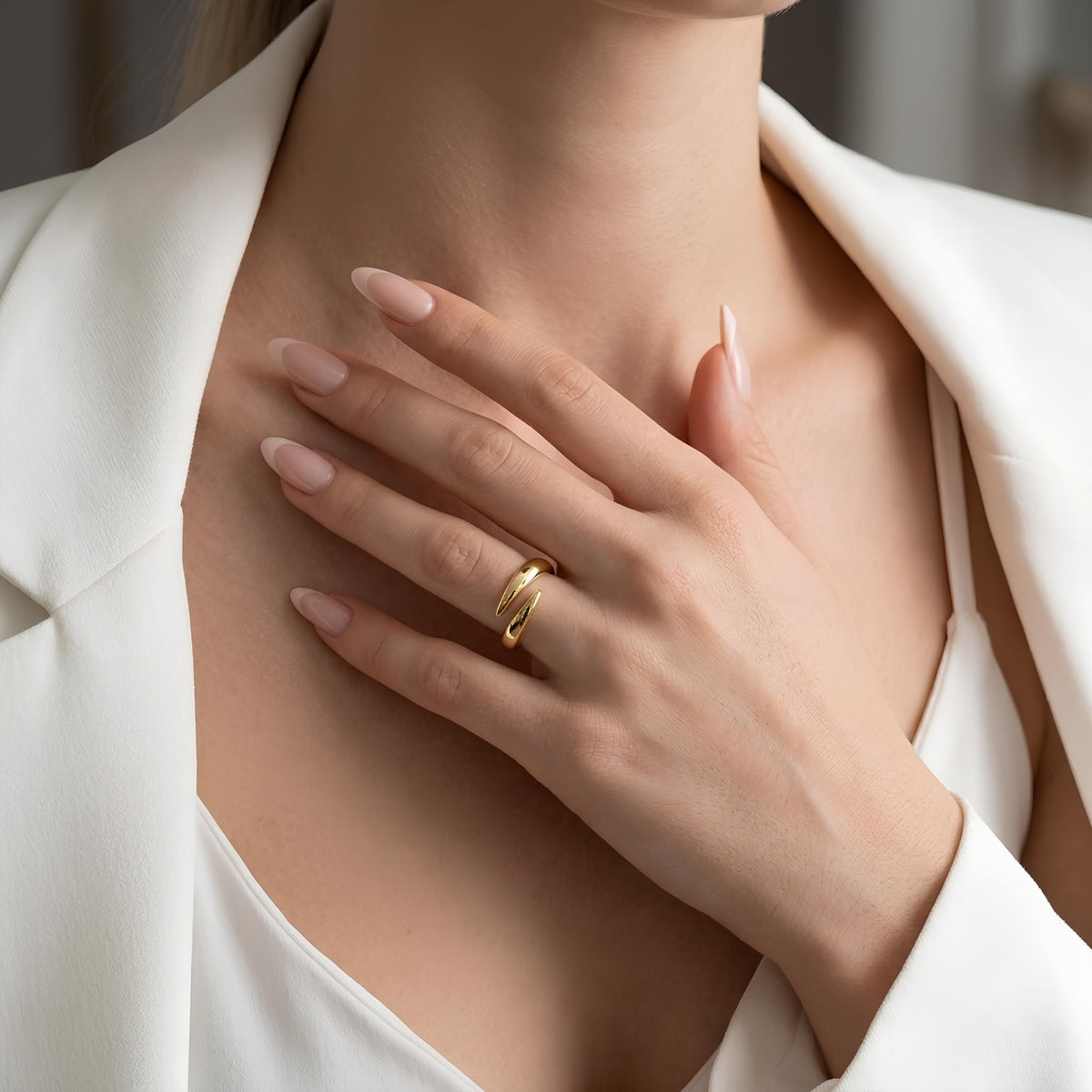 14K / 18K Solid Gold Open Wrap Ring