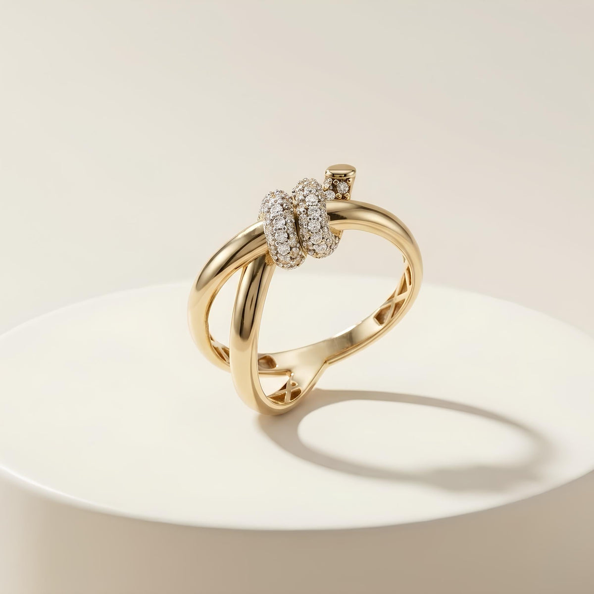 14K / 18K Solid Gold Pave Knot Ring