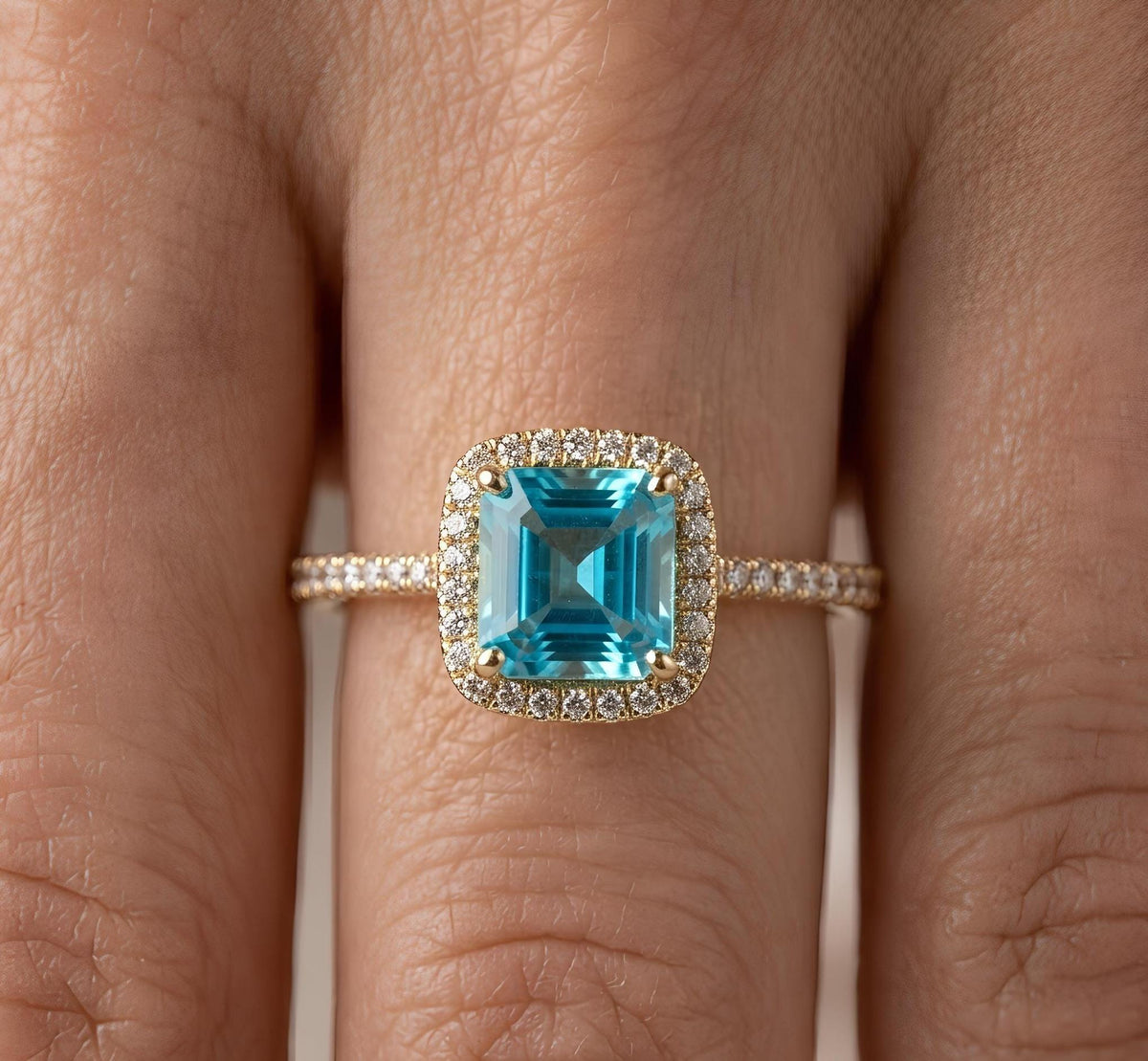 14K / 18K Solid Gold Blue Topaz Ring