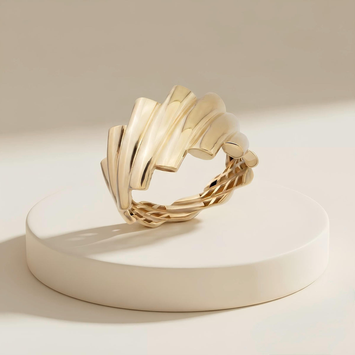 14K / 18K Solid Gold Sculptural Dome Ring