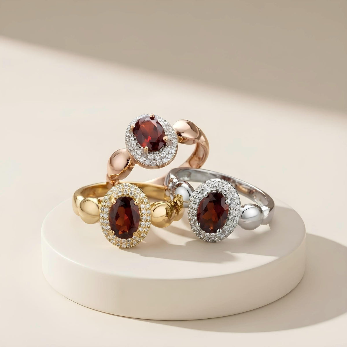 14K / 18K Solid Gold Garnet Ring