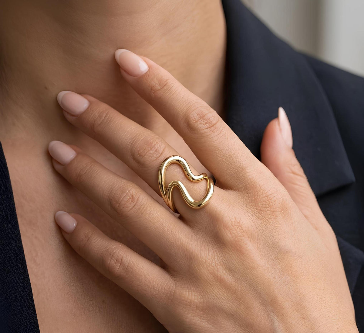 14K / 18K Solid Gold Abstract Ring
