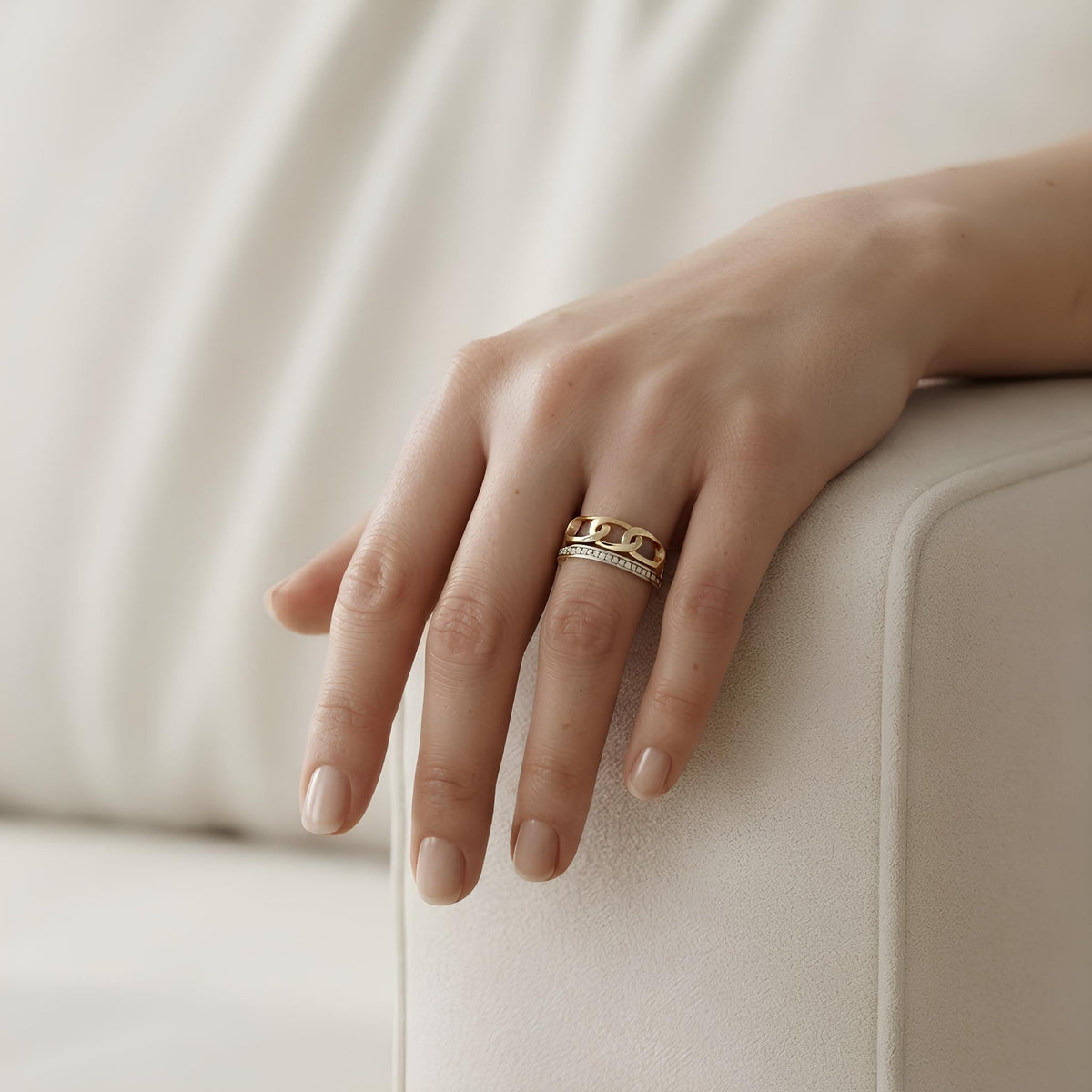 14K / 18K Solid Gold Chain Link Ring