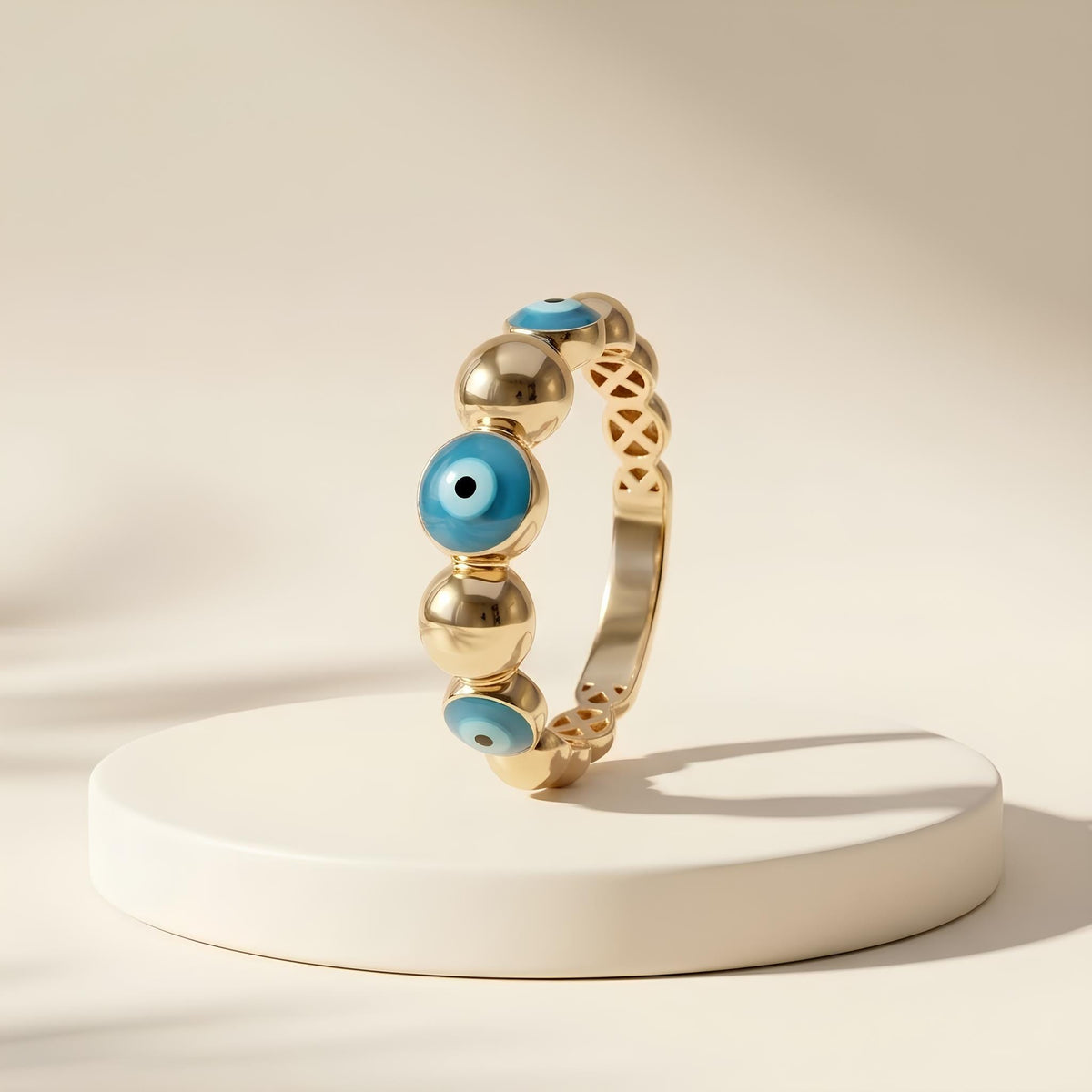 14K / 18K Solid Gold Evil Eye Ring