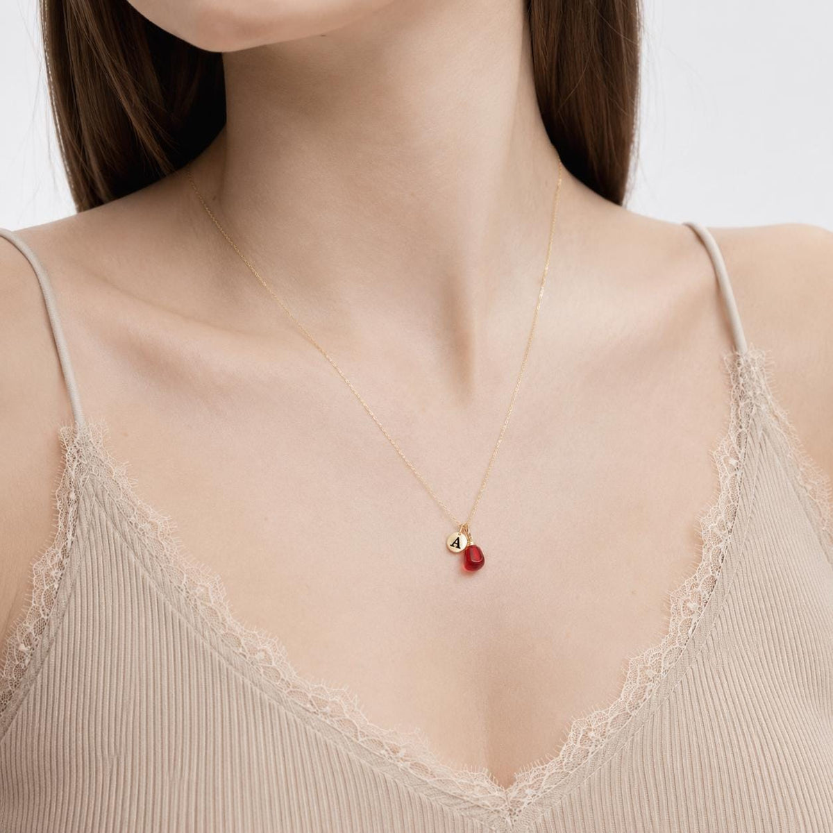 14K Solid Gold Pomegranate Necklace