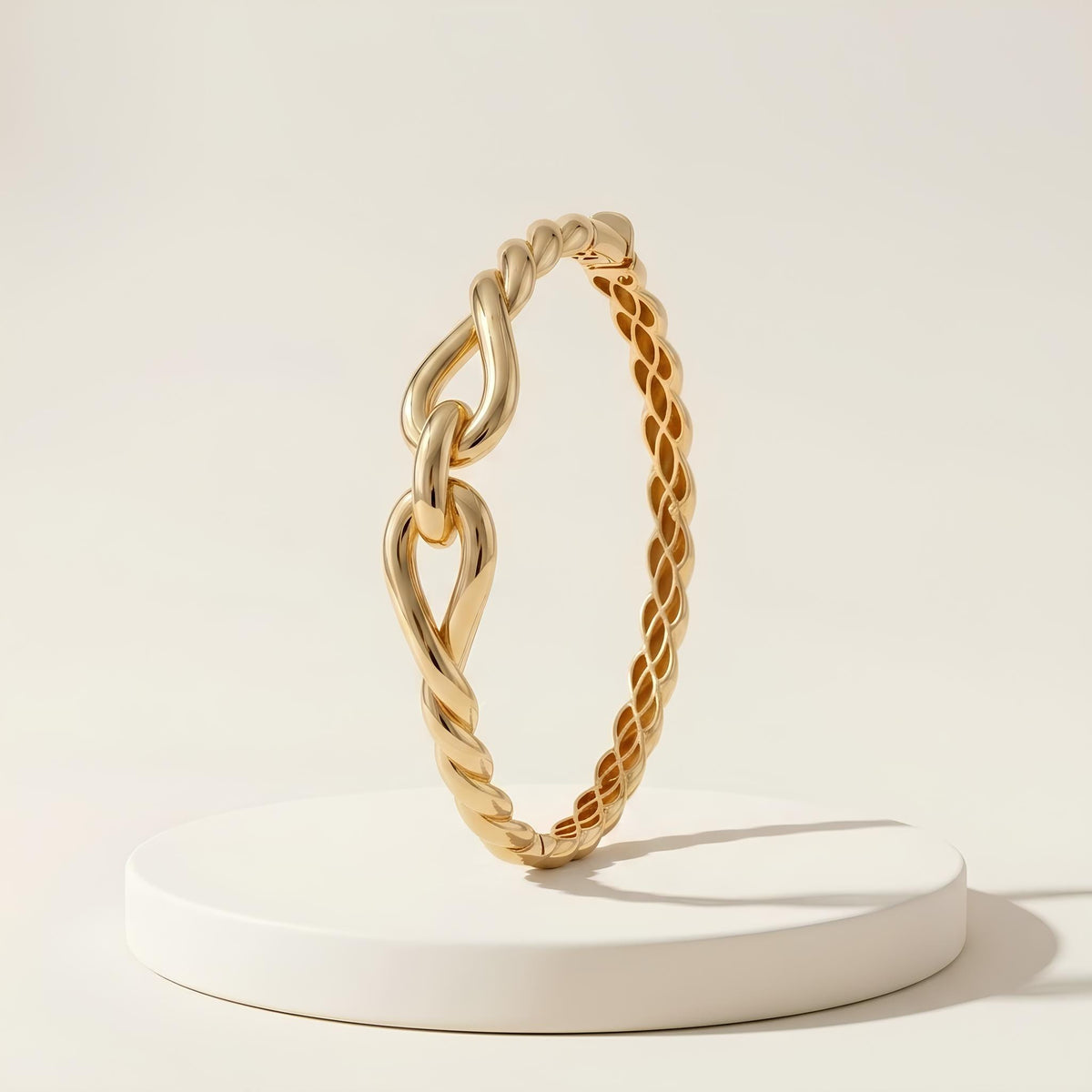 14K / 18K Solid Gold Twisted Rope Knot Bangle