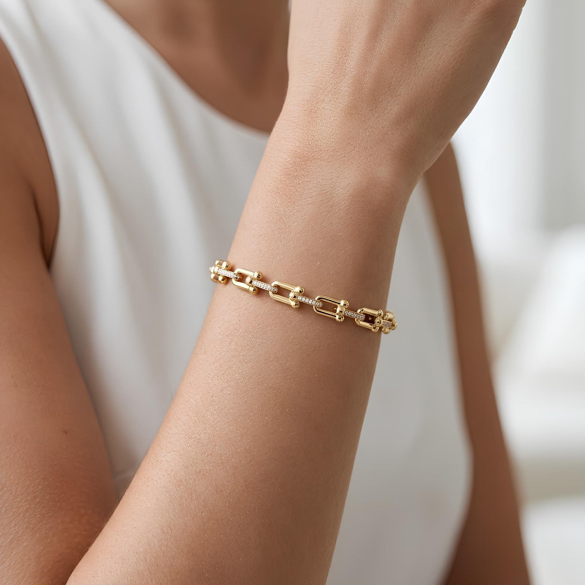 14K / 18K Solid Gold Paperclip Chain Bangle