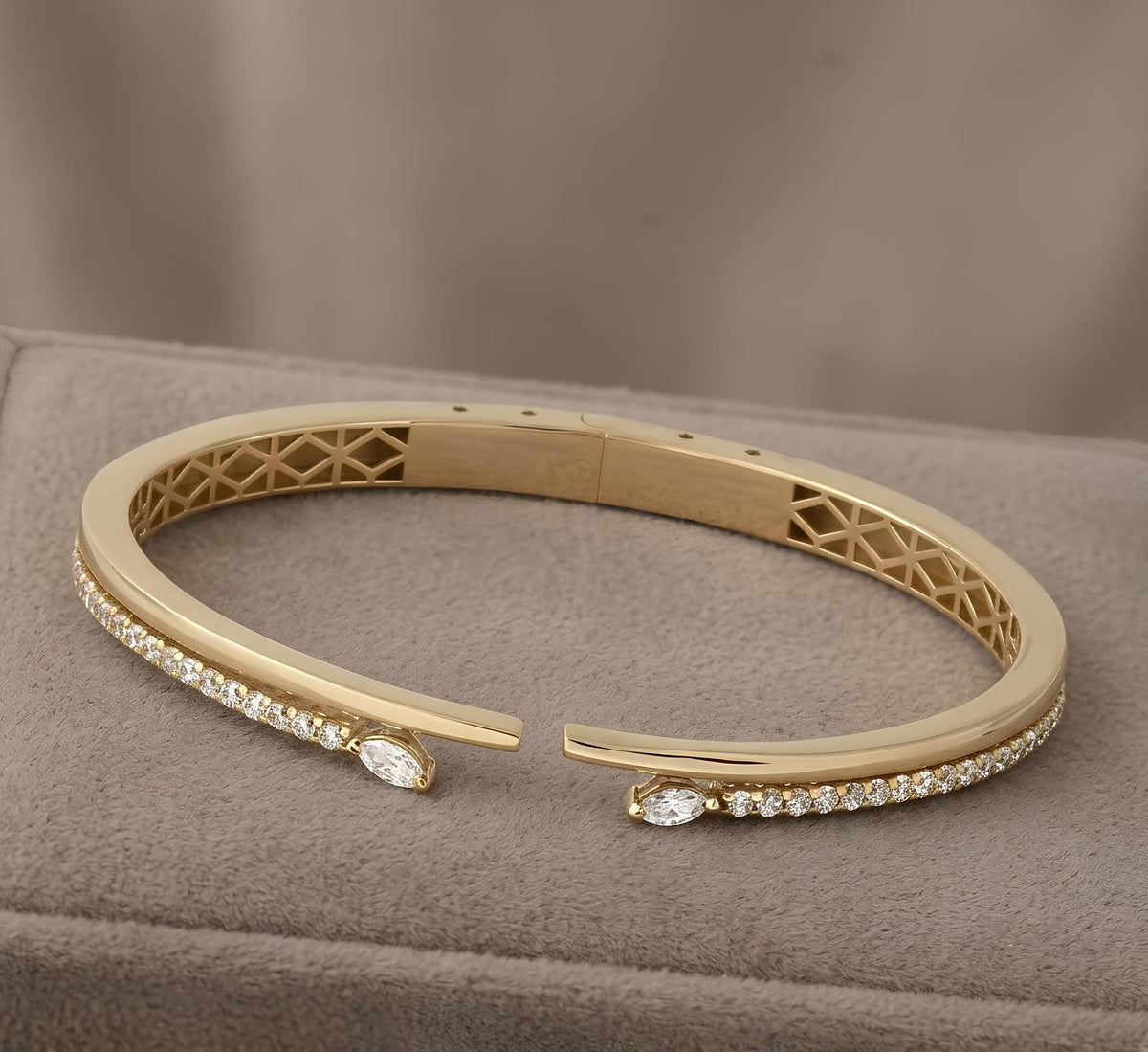 14K / 18K Solid Gold Marquise Zircon Bangle