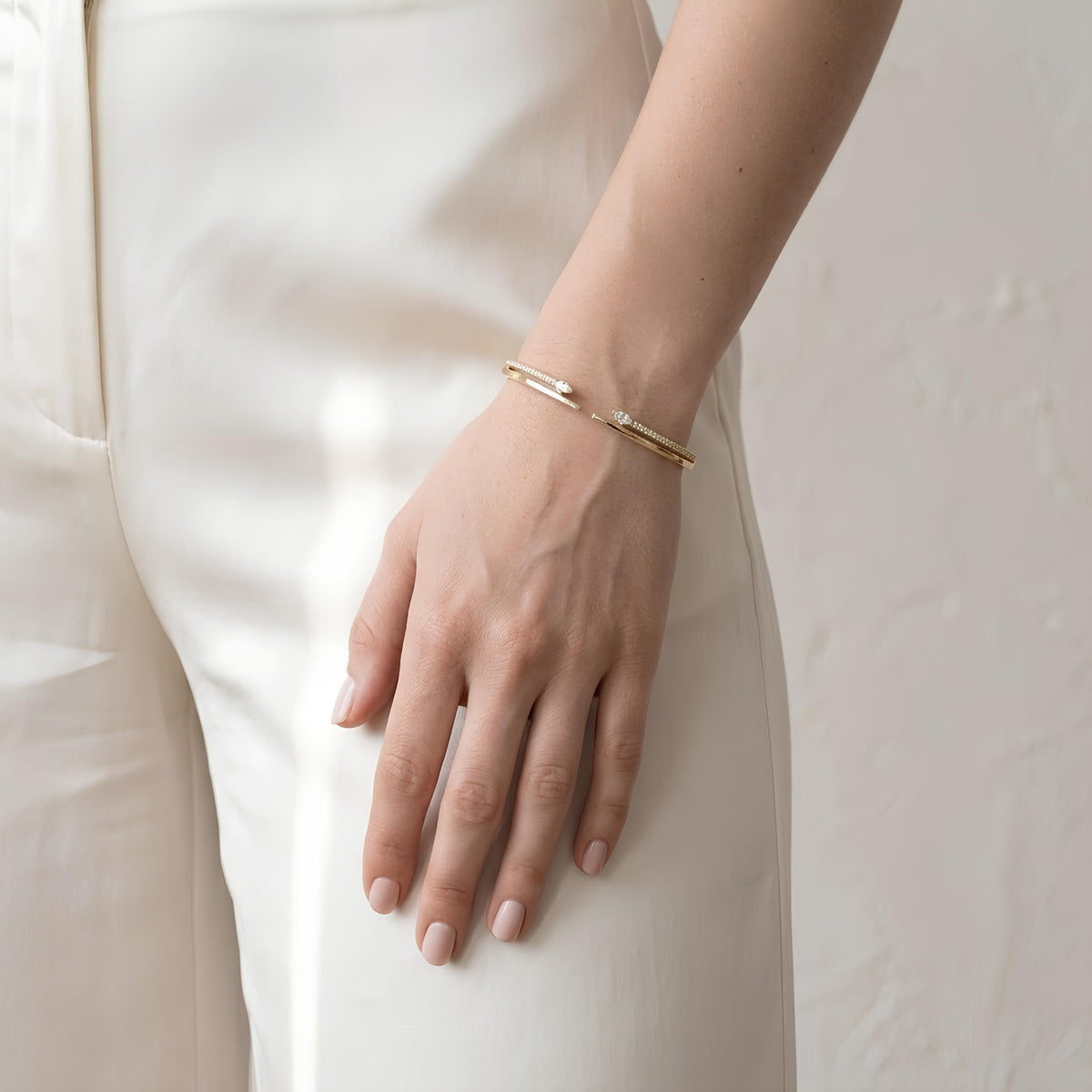 14K / 18K Solid Gold Marquise Zircon Bangle