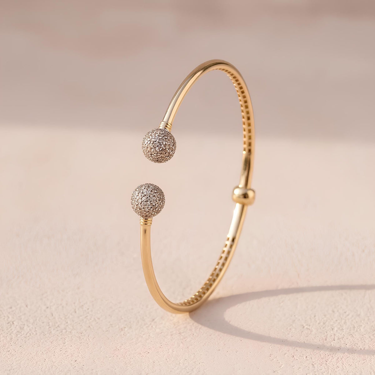 14K / 18K Solid Gold Ball Bangle