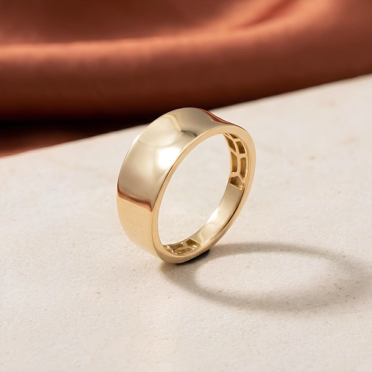 14K / 18K Solid Gold Cigar Band Ring