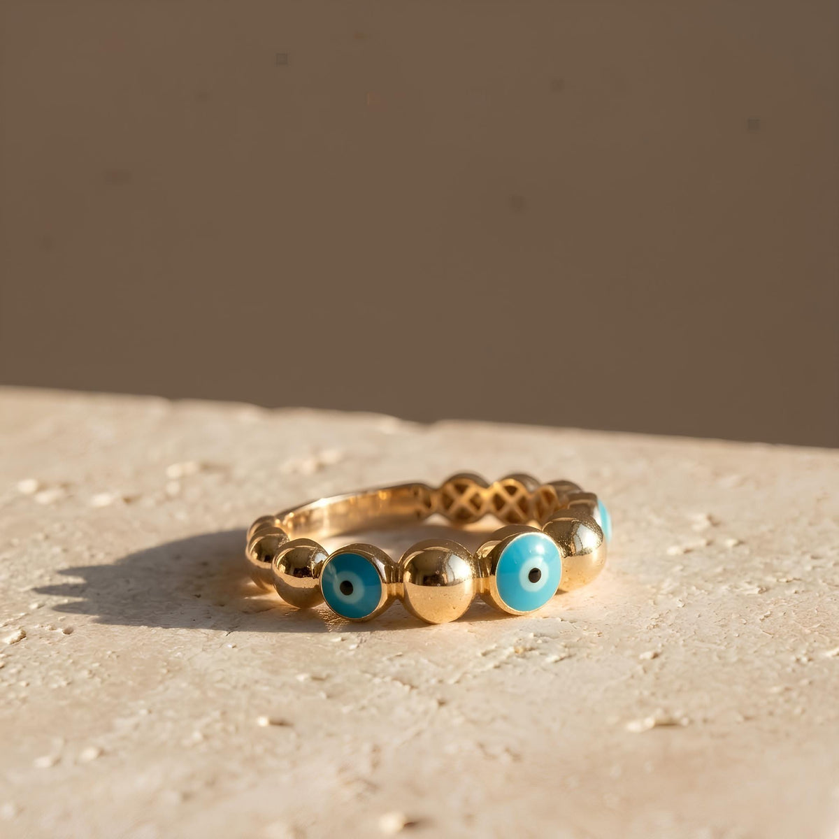 14K / 18K Solid Gold Evil Eye Ring