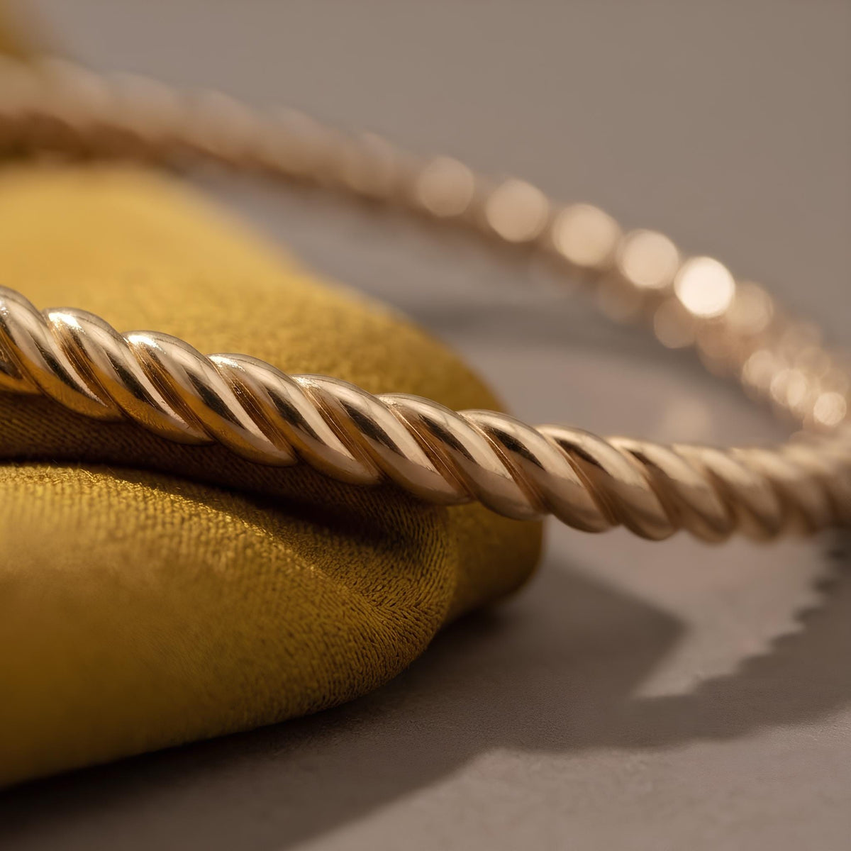 14K / 18K Solid Gold Rope Bangle