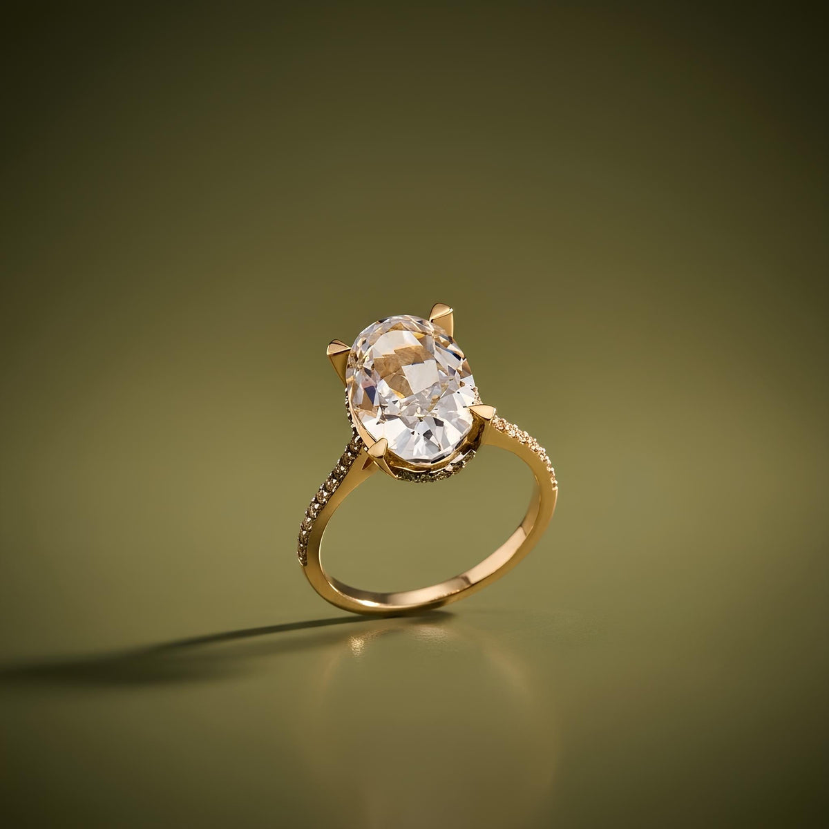 14K / 18K Solid Gold Oval Zircon Ring