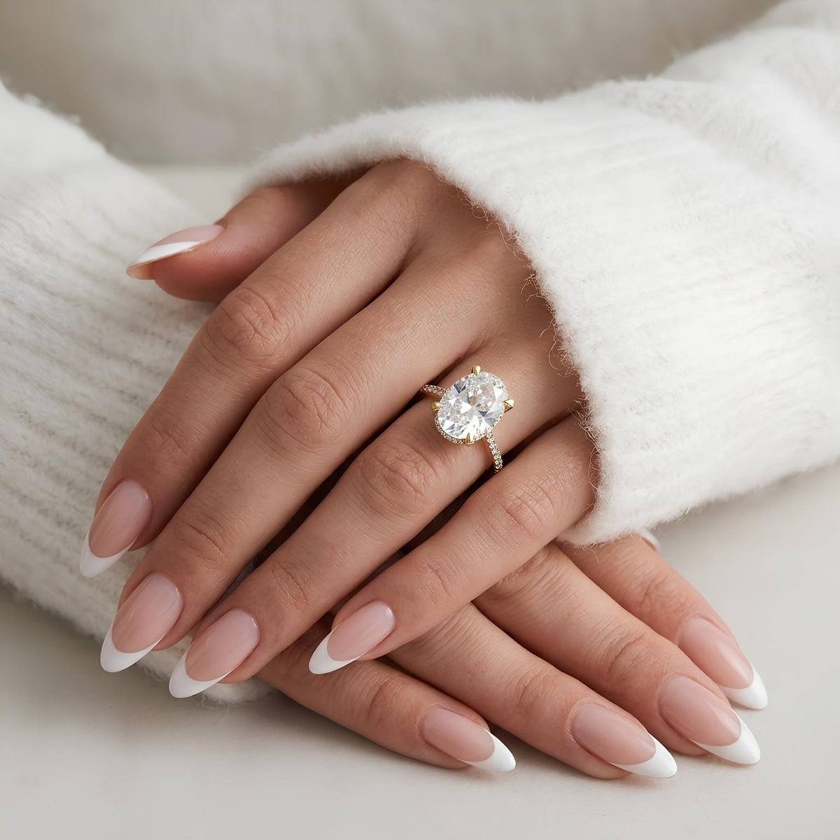 14K / 18K Solid Gold Oval Zircon Ring
