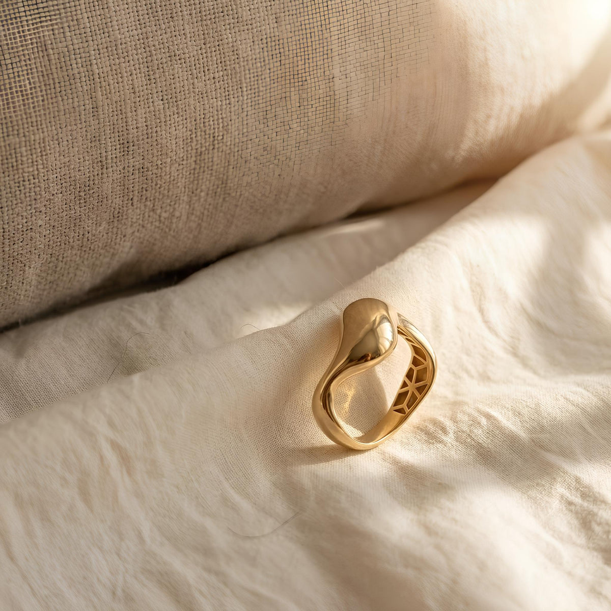 14K / 18K Solid Gold Molten Sculptural Ring