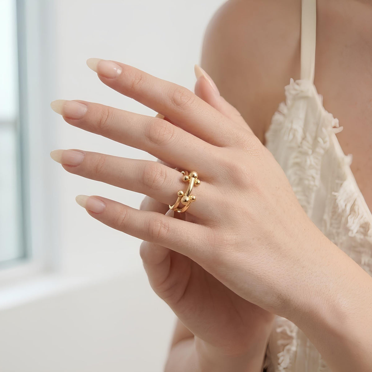 14K / 18K Solid Gold Bobble Ball Ring