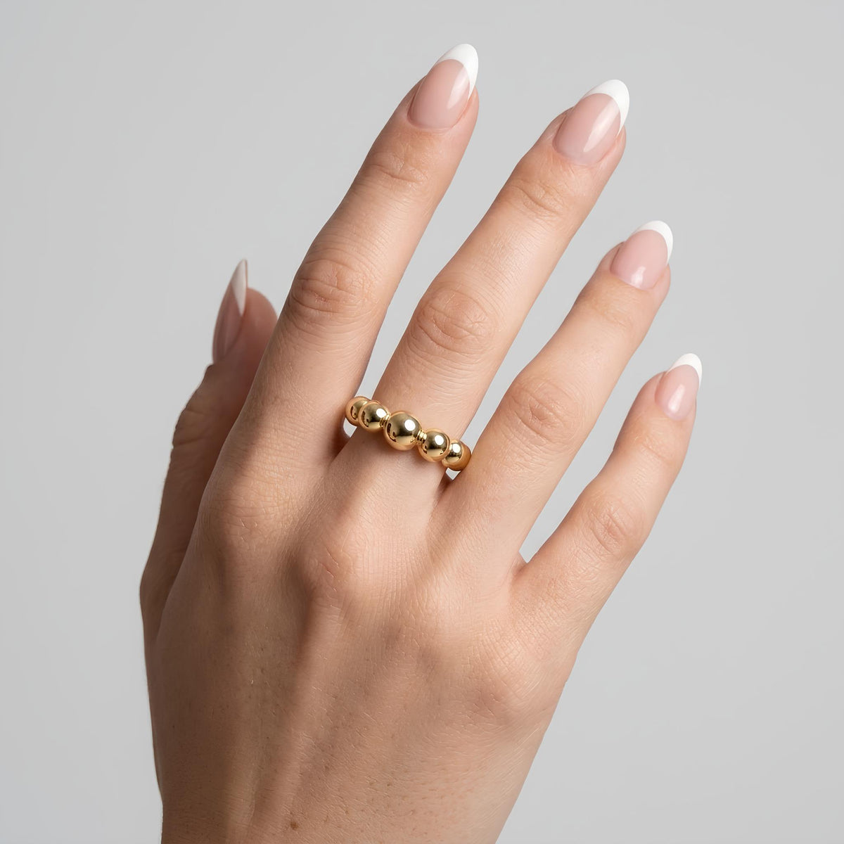 14K / 18K Solid Gold Beaded Ball Ring